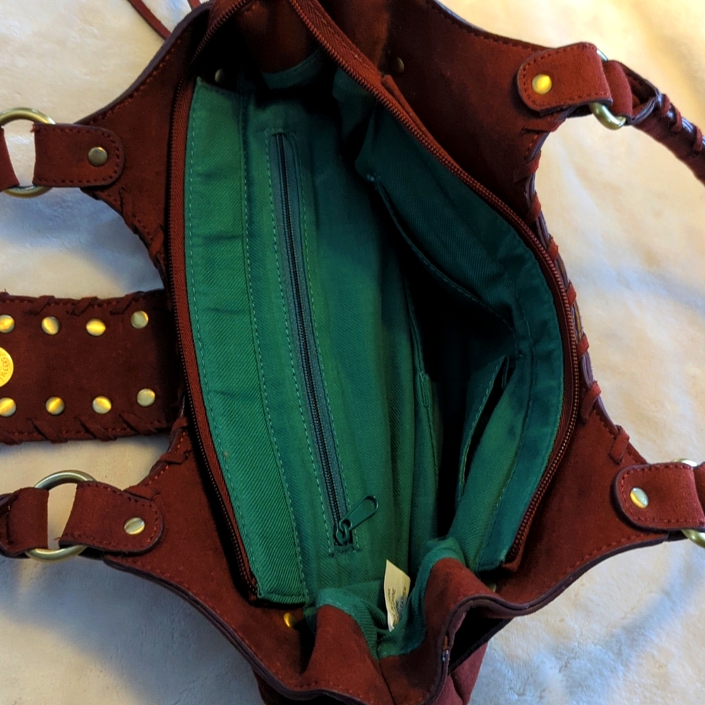 Source Unknown Rust Red Suede Hobo Bag with Gold Hardware - Picture 3 of 6